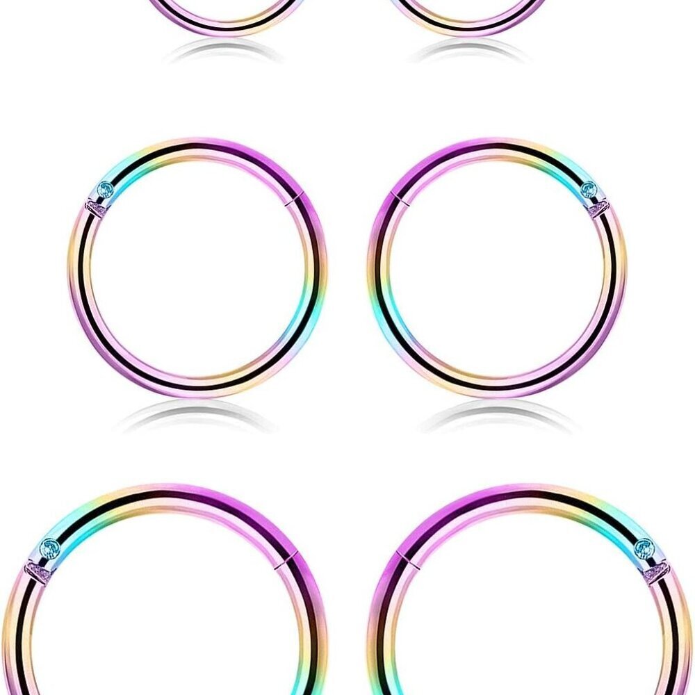 18G Stainless Steel Hinged Clicker Segment Septum Nose Lip Ring Hoop Cartilage T